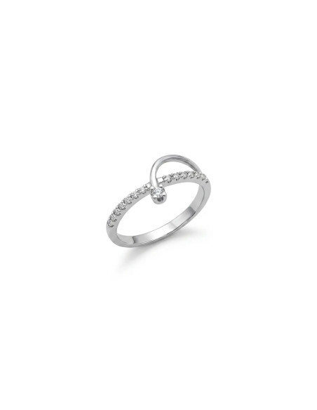Anello Oro Bianco Sinuoso con Arco e Zirconi 2,8 gr