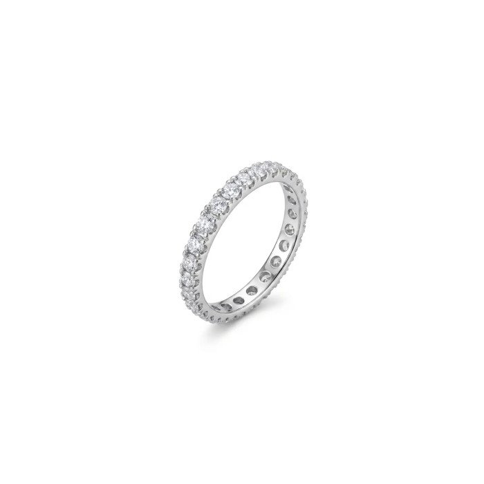 Anillo de eternidad de oro blanco con circonita continua de 2,5 g