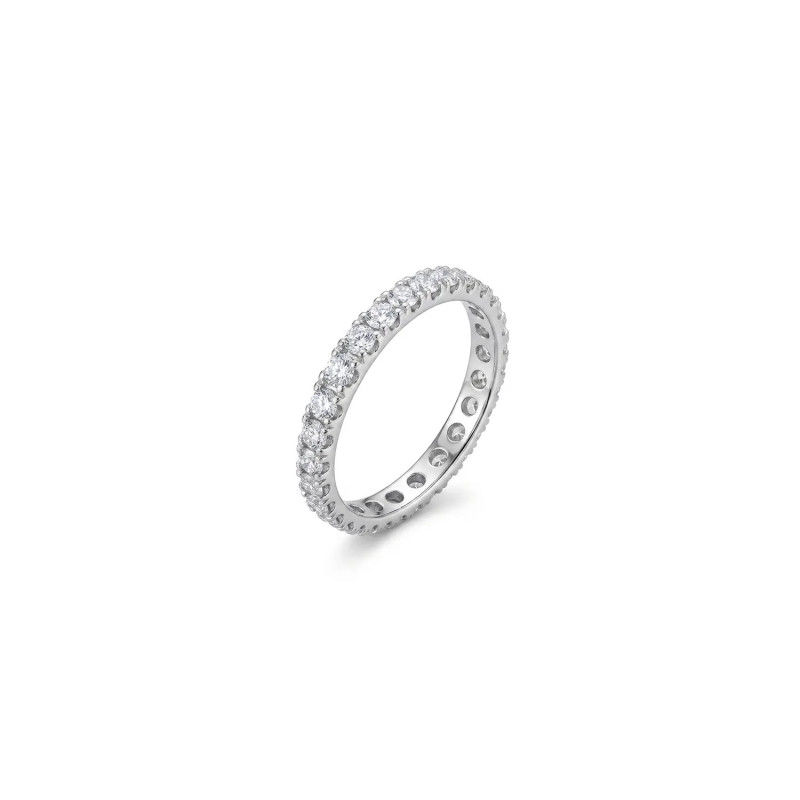 Anillo de eternidad de oro blanco con circonita continua de 2,5 g