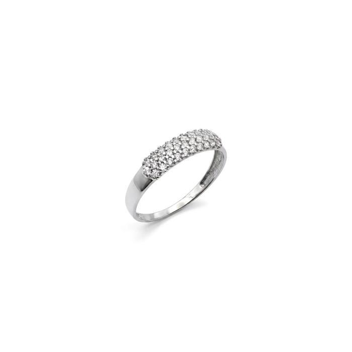 Anillo de banda fina de oro blanco con pavé de circonitas de 1,8 g
