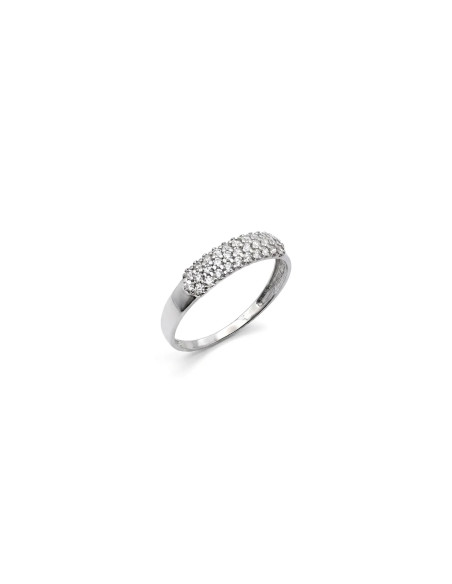 Anillo de banda fina de oro blanco con pavé de circonitas de 1,8 g