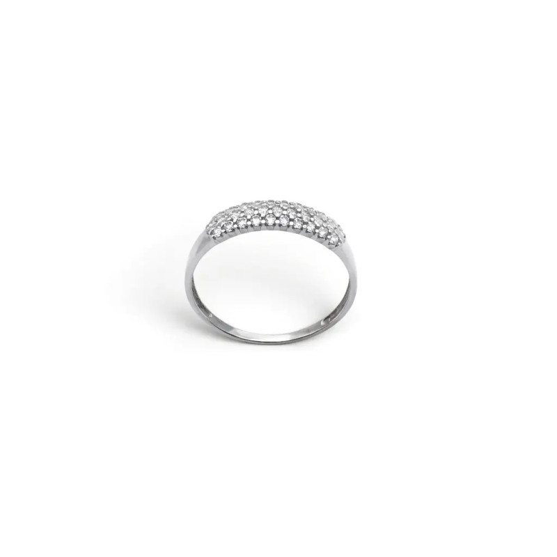 Anillo de banda fina de oro blanco con pavé de circonitas de 1,8 g