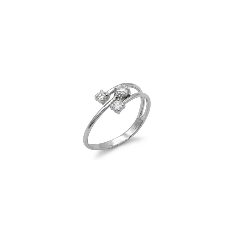 White Gold Contrarié Ring with 3 Zirconia Claws 2.0 gr