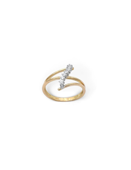 Anillo de cruz bicolor con barra de circonita de 3,5 g