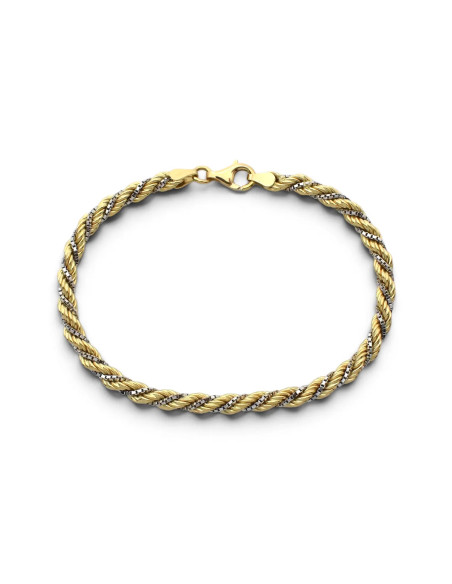 Two-Tone Gold Braided Cord and Venetian Bracelet, 19 cm - 9.9 g