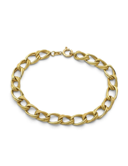 Bracciale Oro Giallo 18kt con Maglie Lucide e Godronate 20 cm - 7,6 gr