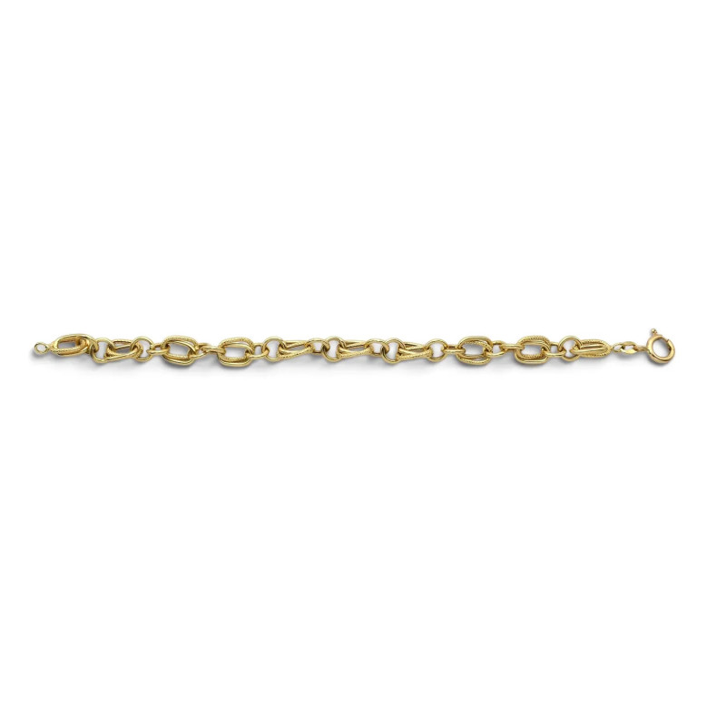 Pulsera de oro amarillo de 18 quilates con eslabones ovalados cruzados, 20 cm - 10,8 g