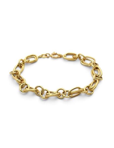 18kt Yellow Gold Bracelet with Crossed Oval Links, 20 cm - 10.8 g