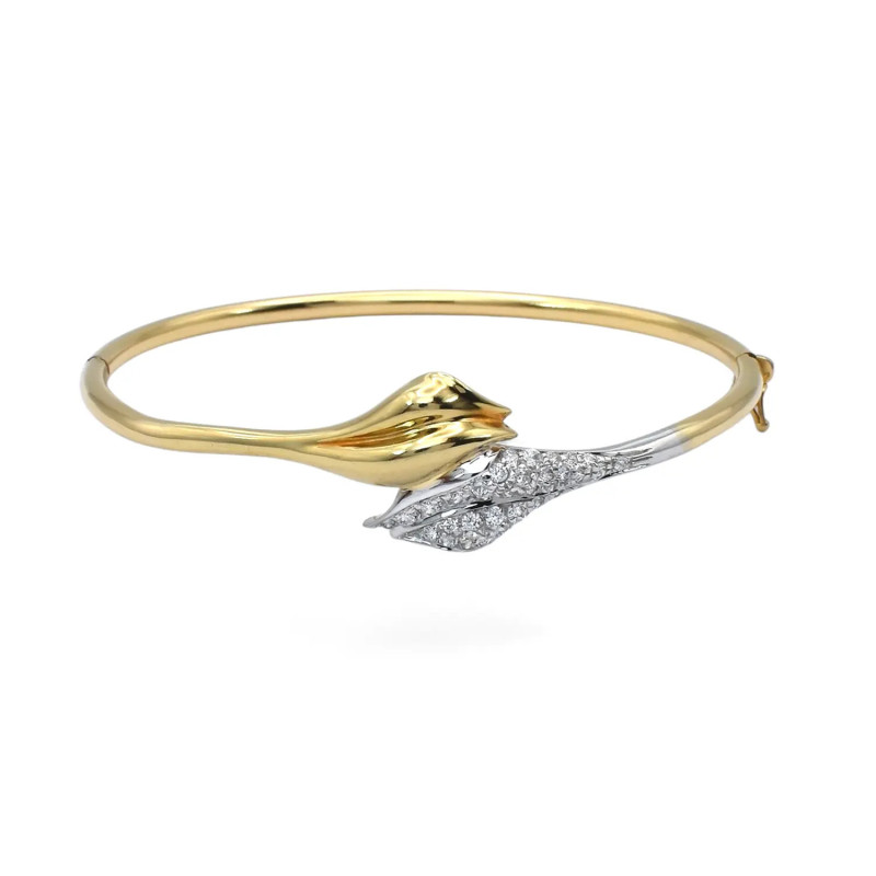 Brazalete Calla de oro bicolor de 18 quilates con circonita - 13,2 g