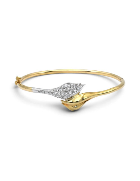 Brazalete Calla de oro bicolor de 18 quilates con circonita - 13,2 g