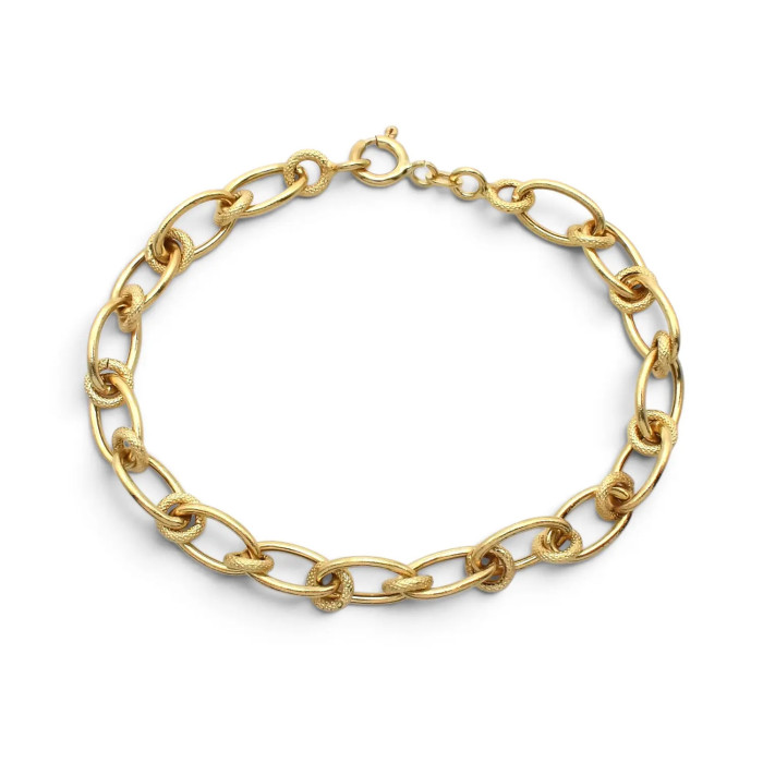 Bracciale Oro Giallo 18kt Elementi Ovali e Tondi Godronati 20 cm - 8,90 gr