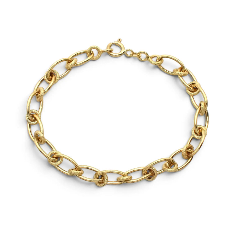 Bracciale Oro Giallo 18kt Elementi Ovali e Tondi Godronati 20 cm - 8,90 gr