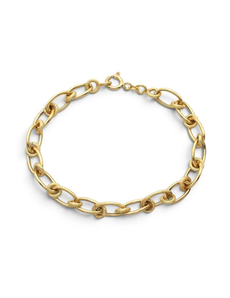 18kt Yellow Gold Bracelet with Oval and Round Knurled Elements, 20 cm - 8.90 gr