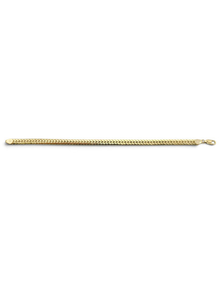 Pulsera de oro amarillo de 18 quilates con eslabón plano con ojal, 21 cm - 9,3 g
