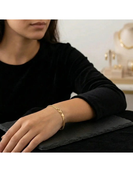 Bracciale Oro Giallo 18kt Maglia Groumette Schiacciata 21 cm - 9,3 gr