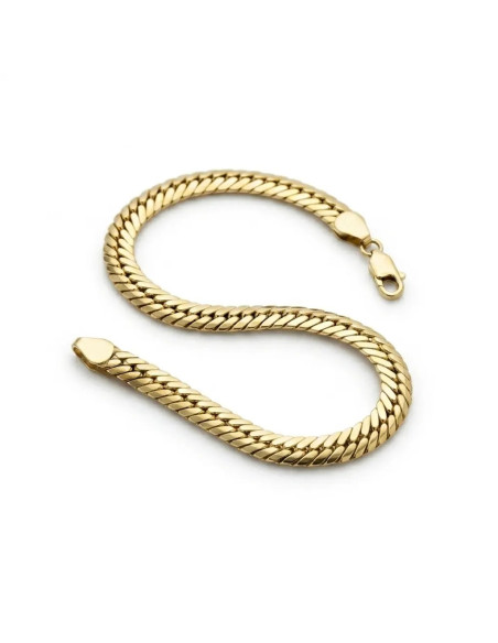 18kt Yellow Gold Bracelet with Flat Groumette Link, 21 cm - 9.3 gr