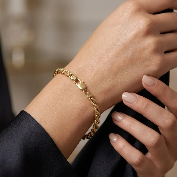 Bracciale Corda Oro Giallo 18kt Lucido 21 cm - 11,8 gr 2