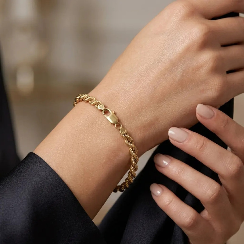 18kt Yellow Gold Polished Cord Bracelet 21 cm - 11.8 gr