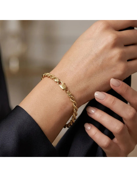 Pulsera de cordón pulido de oro amarillo de 18 quilates, 21 cm - 11,8 g