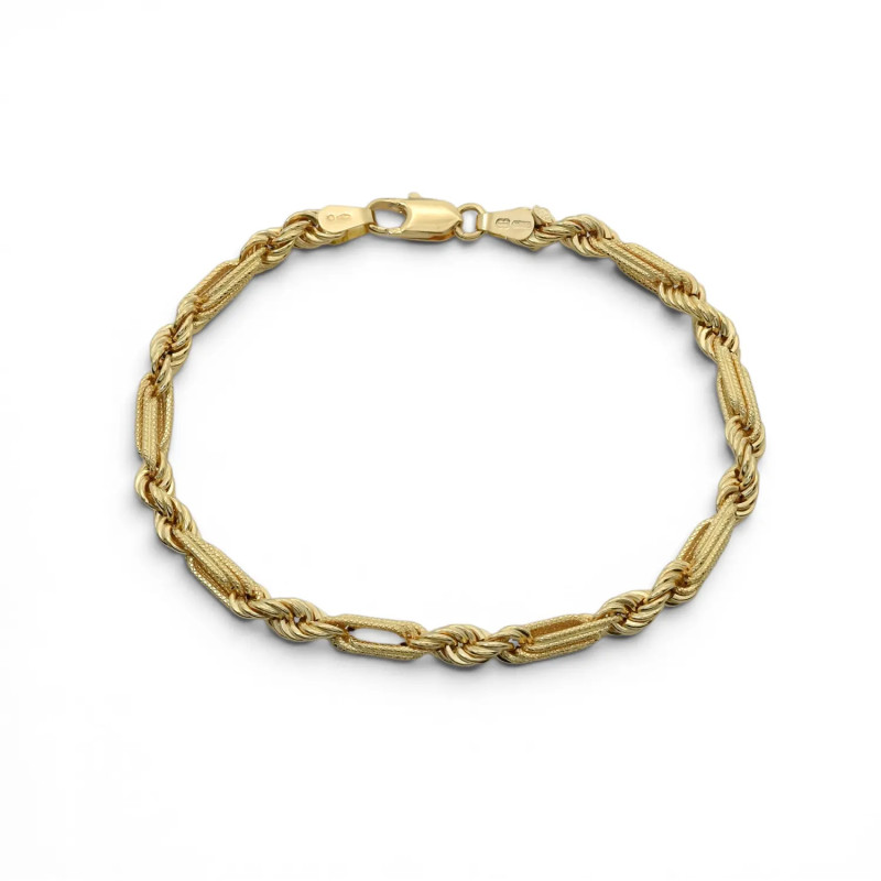Armband aus 18-karätigem Gelbgold mit ovalen Gliedern und gerändeltem Torchon