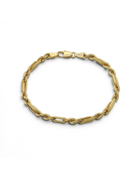 Armband aus 18-karätigem Gelbgold mit ovalen Gliedern und gerändeltem Torchon