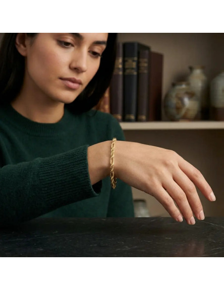 Armband aus 18-karätigem Gelbgold mit ovalen Gliedern und gerändeltem Torchon