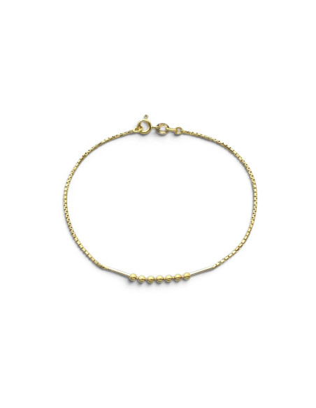 Pulsera veneciana de oro amarillo con elementos de oro blanco y 7 esferas, 18 cm - 2,2 g