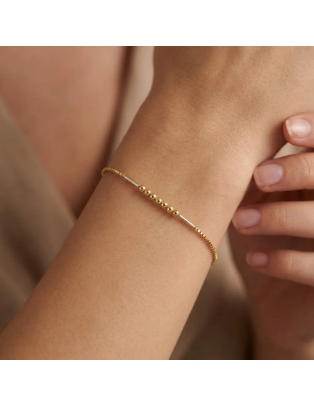 Bracciale Veneziana Oro Giallo con Elementi Oro Bianco e 7 Sfere 18 cm - 2,2 gr