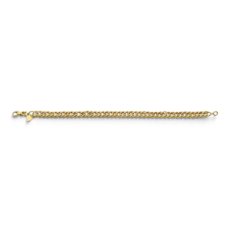 Armband aus 18-karätigem Gelbgold mit polierten und gerändelten Gliedern, 18 cm – 8,5 g