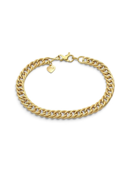 Pulsera de oro amarillo de 18 quilates con eslabones pulidos y moleteados, 18 cm - 8,5 gr