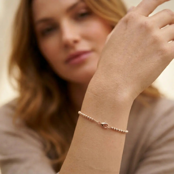 18kt Rose Gold Bracelet with Chiseled Spheres 19 cm - 3.4 gr