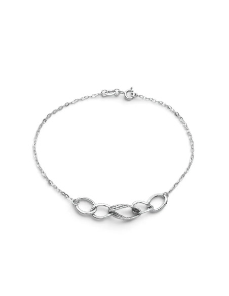 Bracciale Oro Bianco 18kt con Elemento Centrale Ovali e Godronati 20 cm