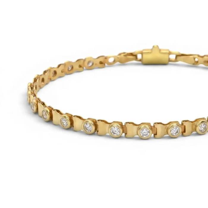 Pulsera articulada de oro amarillo de 18 quilates con circonita blanca, 20 cm - 8,50 g 2