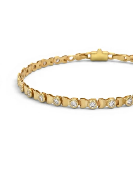 Pulsera articulada de oro amarillo de 18 quilates con circonita blanca, 20 cm - 8,50 g