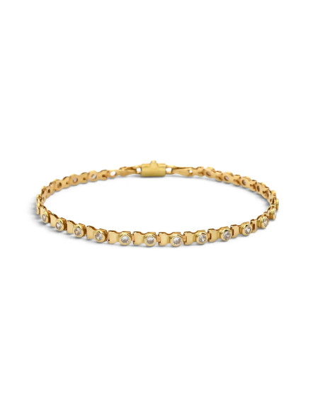 Bracciale Oro Giallo 18kt Snodato a Cerniera con Zirconi Bianchi 20 cm - 8,50 gr