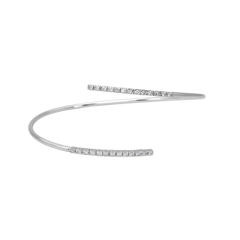 Bracciale Rigido Contrariè Oro Bianco 18kt con Zirconi - 5,3 gr