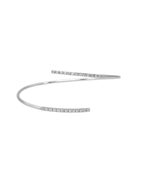 Pulsera rígida Contrariè en oro blanco de 18 quilates con circonita - 5,3 g