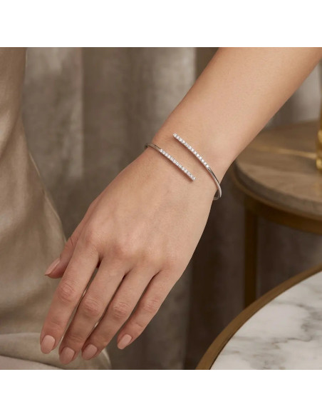Bracciale Rigido Contrariè Oro Bianco 18kt con Zirconi - 5,3 gr