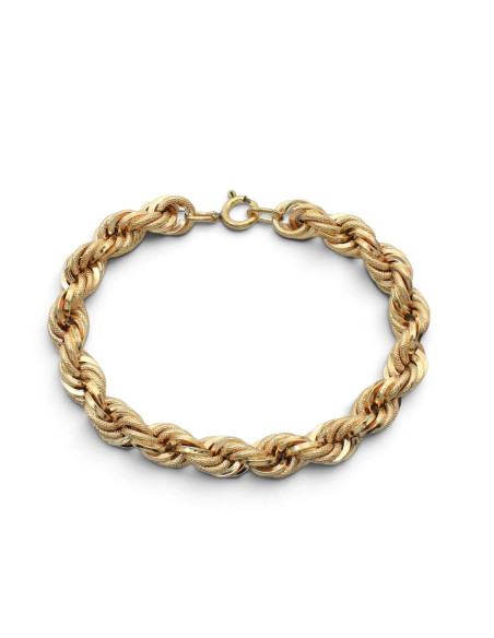 Pulsera de cordón de oro amarillo de 18 quilates, pulida y moleteada, 21 cm - 19,6 g