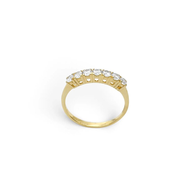 Anillo de eternidad de oro amarillo de 18 quilates con circonita engastada en 7 garras - 1,6 g