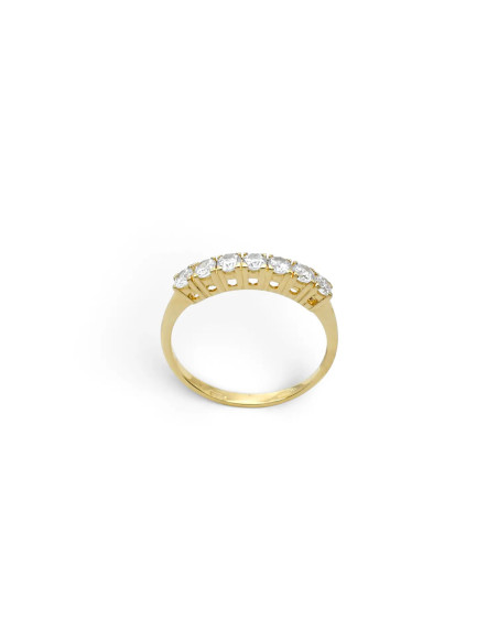Anillo de eternidad de oro amarillo de 18 quilates con circonita engastada en 7 garras - 1,6 g