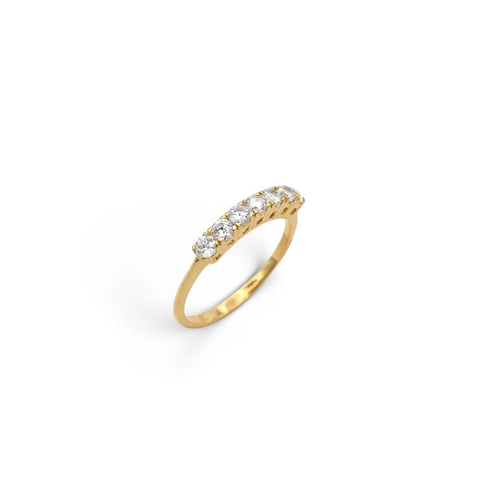 18kt Yellow Gold Eternity Ring with 7 Prong-Set Zirconia - 1.6g