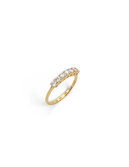 Anillo de eternidad de oro amarillo de 18 quilates con circonita engastada en 7 garras - 1,6 g