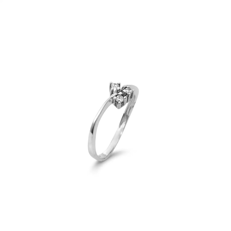 Anello Trilogy Oro Bianco 18kt con 3 Zirconi a Griffe - 1,9 gr