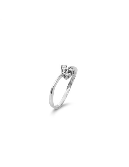 Trilogie-Ring aus 18-karätigem Weißgold mit dreifach gefasstem Zirkonia – 1,9 g