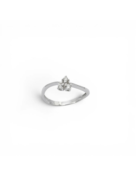 Anillo Trilogy de oro blanco de 18 quilates con circonita engastada en 3 puntas - 1,9 g