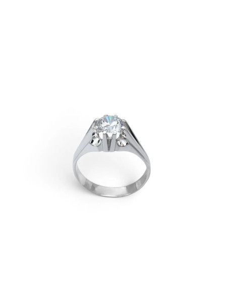 Anello Solitario Unisex Oro Bianco 18kt Zircone 7,6 gr
