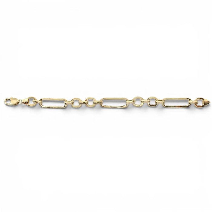 Pulsera de oro amarillo de 18 quilates con eslabones ovalados pulidos, 20 cm - 11,2 g