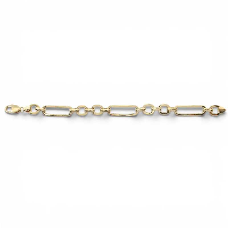Armband aus 18-karätigem Gelbgold mit polierten ovalen Gliedern, 20 cm – 11,2 g