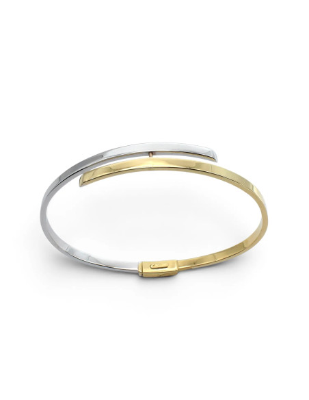 Pulsera rígida Contrariè en oro amarillo y blanco bicolor de 18 quilates - 12 gr